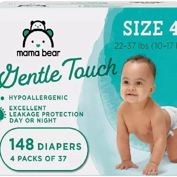 Mama Bear Gentle Touch Diapers, Hypoallergenic, Size 4, White, 148 Ct Ne… - Picture 1 of 1